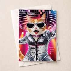 Birthday Card - Dancing Queen Cat Birthday Card - Dancing Queen Cat