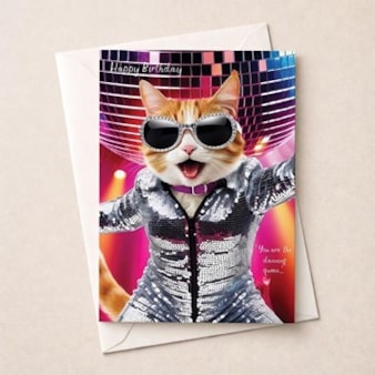 Birthday Card - Dancing Queen Cat