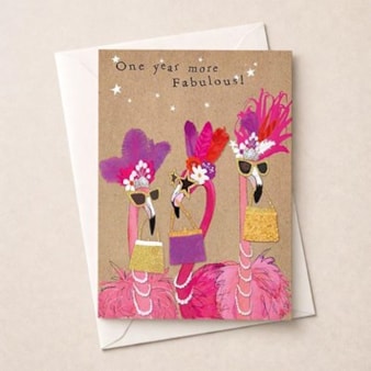 Birthday Card - Fancy Flamingos Birthday Card - Fancy Flamingos