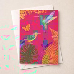 Open Card - Birds And Butterflies Open Card - Birds And Butterflies