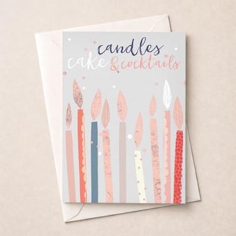 Birthday Card - Candles Cake & Cocktails Birthday Card - Candles Cake & Cocktails
