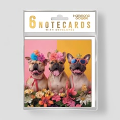 Hanging Notecard Set - French Bulldogs Flowers