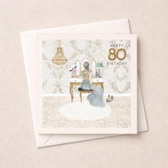 Age 80 Birthday Card - White Dressing Room