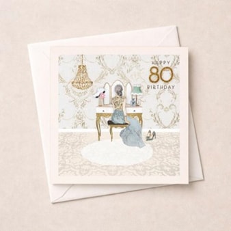 Age 80 Birthday Card - White Dressing Room