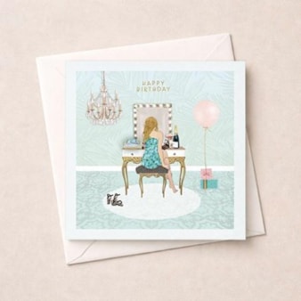 Birthday Card - Girl At Dressing Table Birthday Card - Girl At Dressing Table