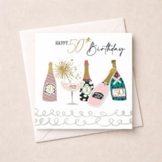 Age 50 Birthday Card - Champagne