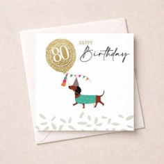 Age 80 Birthday Card - Daschund Age 80 Birthday Card - Daschund