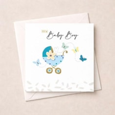 New Baby Boy Card - Blue Pram New Baby Boy Card - Blue Pram