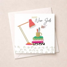New Job Card - Desk Lamp & Books
