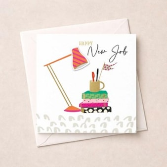 New Job Card - Desk Lamp & Books