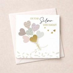 Silver Anniversary Card - Heart Balloons Silver Anniversary Card - Heart Balloons