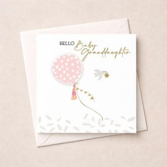 New Baby Card - Granddaughter Balloon New Baby Card - Granddaughter Balloon