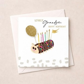 Birthday Card - Grandson Caterpillar Cake Birthday Card - Grandson Caterpillar Cake