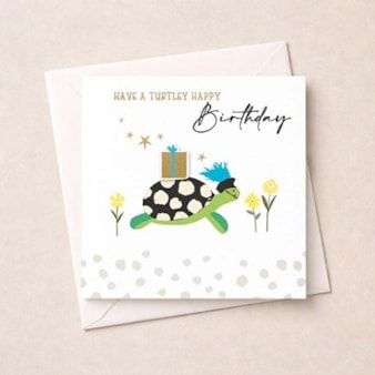 Birthday Card - Tortoise With Gift