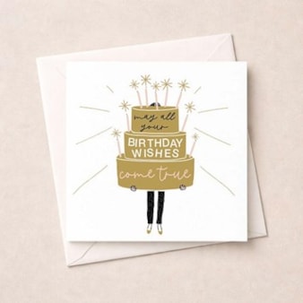 Birthday Card - Gold Birthday Cake Birthday Card - Gold Birthday Cake