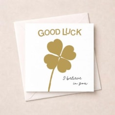 Good Luck Card - Gold Four Leaf Clover