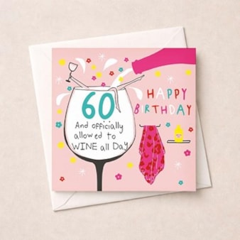Age 60 Birthday Card - Wine All Day