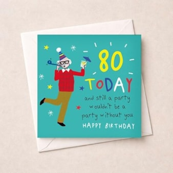 Age 80 Birthday Card - Party Age 80 Birthday Card - Party
