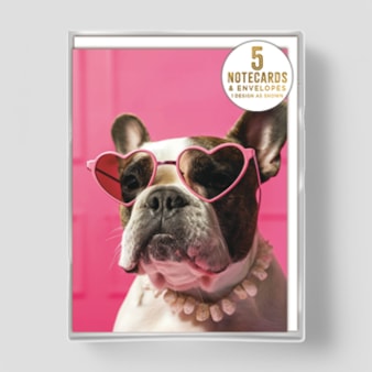Small Notecards - French Bulldog In Heart Glasses Small Notecards - French Bulldog In Heart Glasses