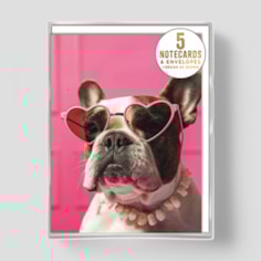 Small Notecards - French Bulldog In Heart Glasses