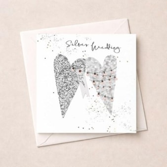 Silver Wedding Card - Silver Hearts Silver Wedding Card - Silver Hearts