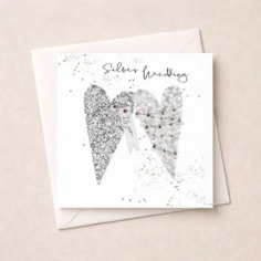 Silver Wedding Card - Silver Hearts