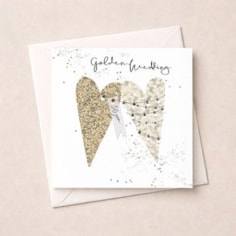 Golden Wedding Card - Gold Hearts