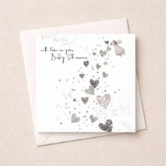 Baby Shower Card - Silver Hearts Baby Shower Card - Silver Hearts