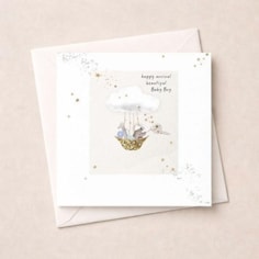 New Baby Boy Card - Gold Basket New Baby Boy Card - Gold Basket