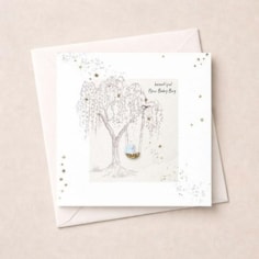 New Baby Boy Card - Basket In A Tree