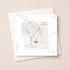 New Baby Girl Card - Basket In A Tree New Baby Girl Card - Basket In A Tree