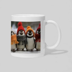Personalised Christmas Mug - Penguins In Hats & Scarves Personalised Christmas Mug - Penguins In Hats & Scarves