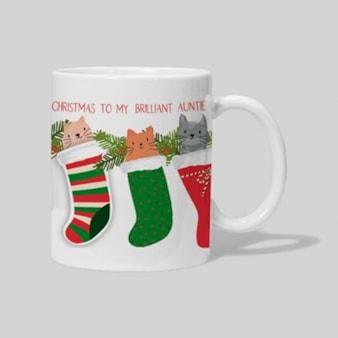 Personalised Christmas Mug - Cats In Christmas Stockings Personalised Christmas Mug - Cats In Christmas Stockings