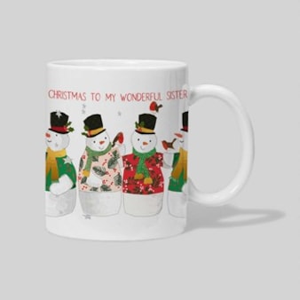 Personalised Christmas Mug - Robins & Snowmen