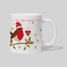 Personalised Christmas Mug - Robin On A Branch