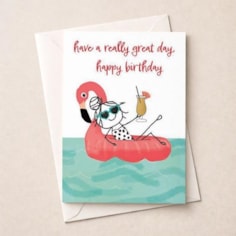 Birthday Card - Flamingo Pool Float & Birthday Cocktail Birthday Card - Flamingo Pool Float & Birthday Cocktail
