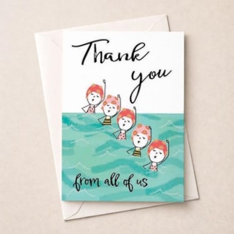 Thank You Card - Sea Swimming Ladies Thank You Card - Sea Swimming Ladies