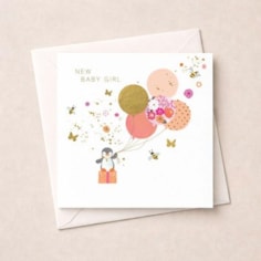 New Baby Card - Baby Girl Penguin New Baby Card - Baby Girl Penguin