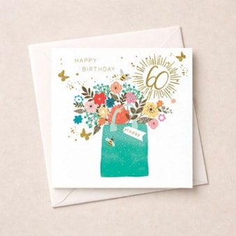 Age 60 Birthday Card - Bag Of Flowers Age 60 Birthday Card - Bag Of Flowers