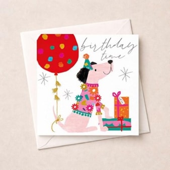 Birthday Card - Dog With Gifts