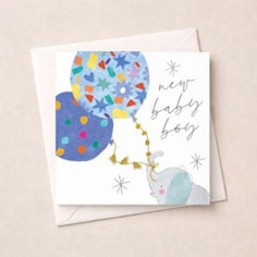 New Baby Card - Baby Boy Elephant New Baby Card - Baby Boy Elephant