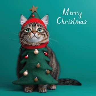 Christmas Card - Christmas Tree Cat