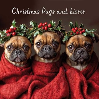 Christmas Card - Christmas Pugs and Kisses Christmas Card - Christmas Pugs and Kisses