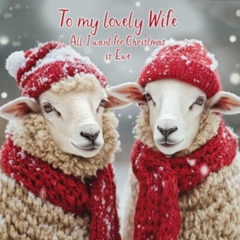 Wife Christmas Card - Wife All I Want For Christmas is Ewe Wife Christmas Card - Wife All I Want For Christmas is Ewe