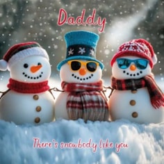 Daddy Christmas Card -  Daddy There's Snowbody Like You