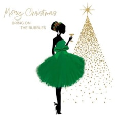 Christmas Card - Merry Christmas Lady In Green Dress