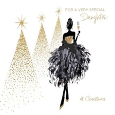Daughter Christmas Card -  Very Special Daughter Feather Gown