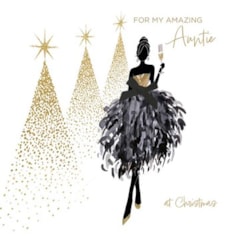 Auntie Christmas Card -  Wonderful Auntie Silver Gown