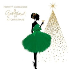 Girlfriend Christmas Card -  Gorgeous Girlfriend Green Dress