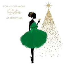 Sister Christmas Card -  Gorgeous Sister Green Dress